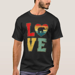 T-shirt Vintage Love Elephant Retro Les années 70 80S Hear