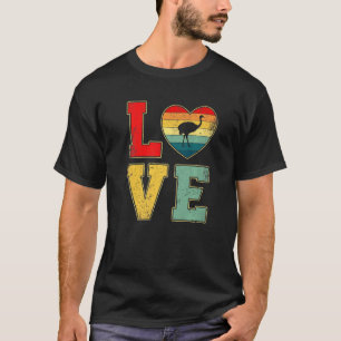 T-shirt Vintage Love Ostrich Retro les années 70 80s Heart