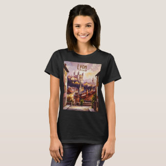 T-shirt Vintage Lyon France Travel City Watercolor Custom