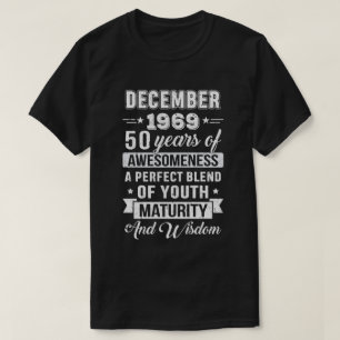 T-shirt Vintage Magnifique Décembre 1969 50E Cadeau Annive