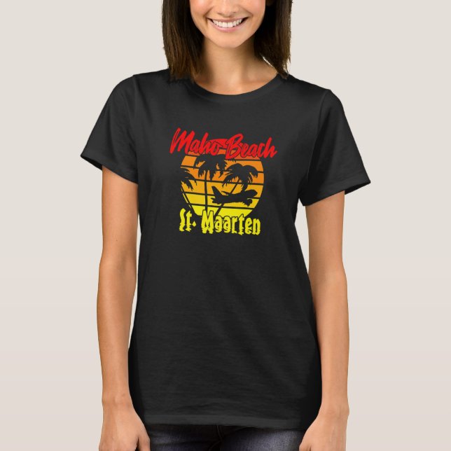 T-shirt Vintage Maho Beach Sunset St Maarten (Devant)