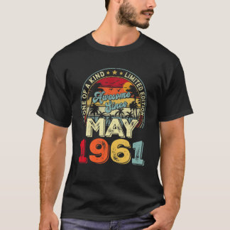 T-shirt Vintage Mai 1961 60E Anniversaire Décorations Boy 