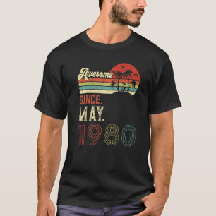 T-shirt Vintage mai 1980 42e anniversaire Retro 42 ans