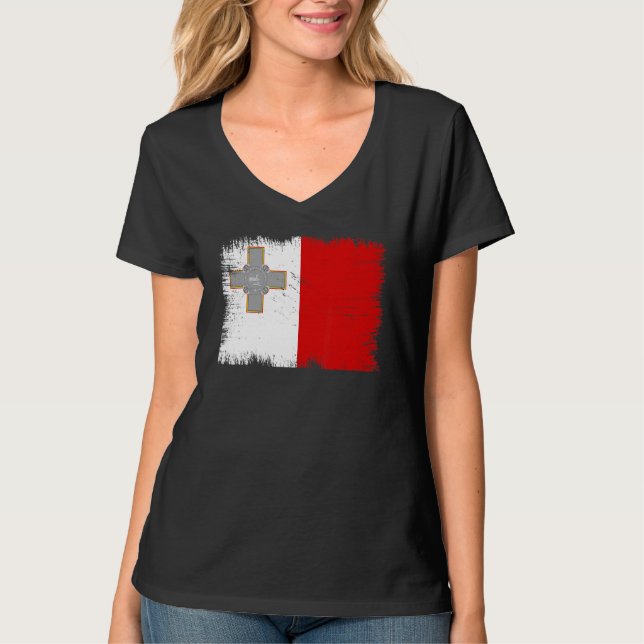 T-shirt Vintage Malta Flag Maltese Independence Day (Devant)