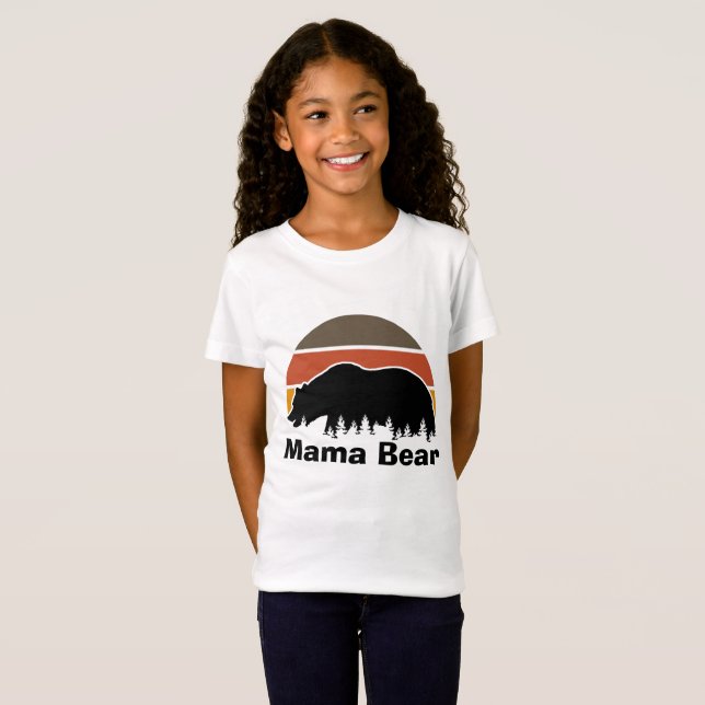 T-Shirt Vintage Mama Bear Retro Sunset (Devant entier)