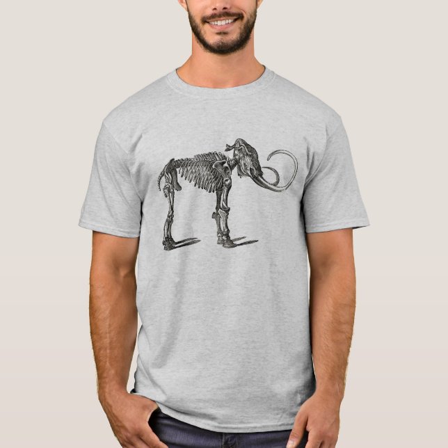T-shirt Vintage mammouth laineux squelette antique imprimé (Devant)