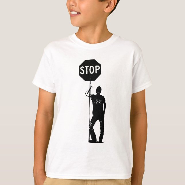 T-shirt Vintage man with stop sign art (Devant)