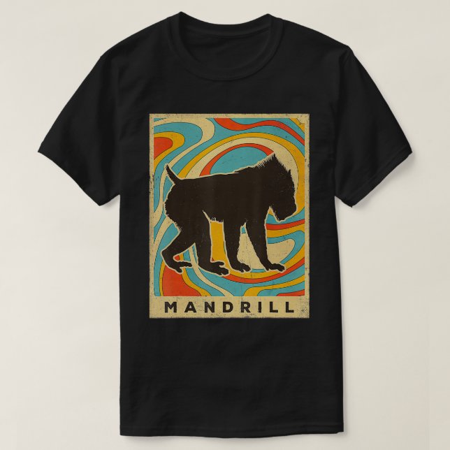 T-shirt Vintage Mandrill Lover Animal Retro Style (Design devant)