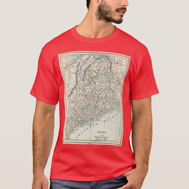 T-shirt Vintage Map of Maine 1893 (Devant)