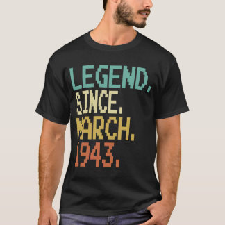 T-shirt Vintage Mars 1943 Anniversaire 80 Anniversaire Fab