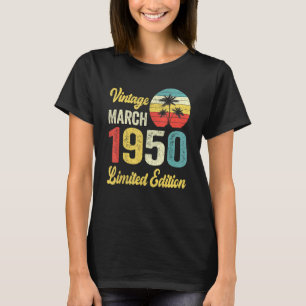 T-shirt Vintage mars 1950 72 ans Anniversaire 1