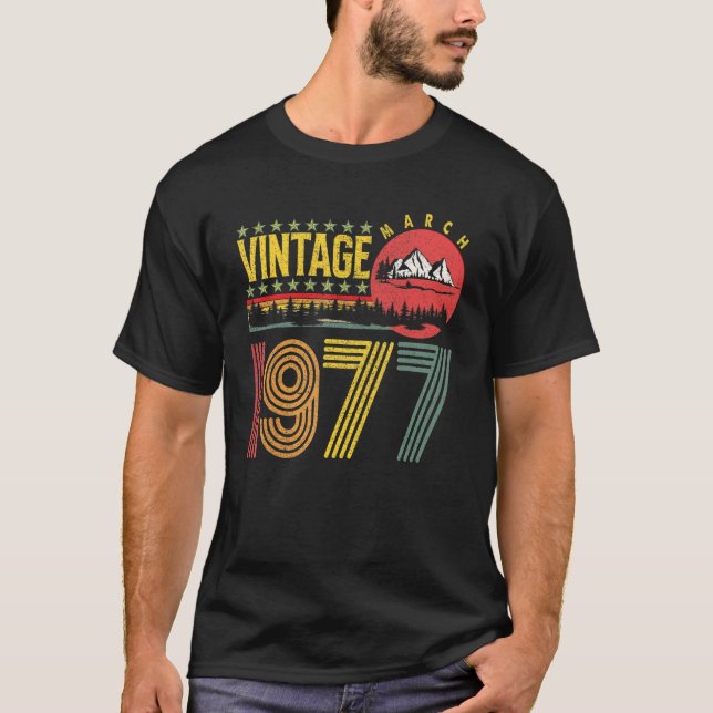 T-shirt Vintage Mars 1977 45 Anniversaire (Devant)