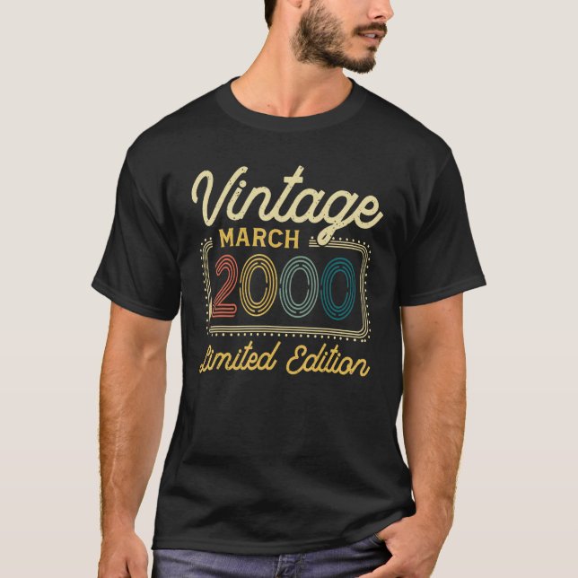 T-shirt Vintage Mars 2000 22 Anniversaire (Devant)