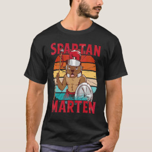 T-shirt Vintage Marten Drôle Habillé En Guerrier Spartiate