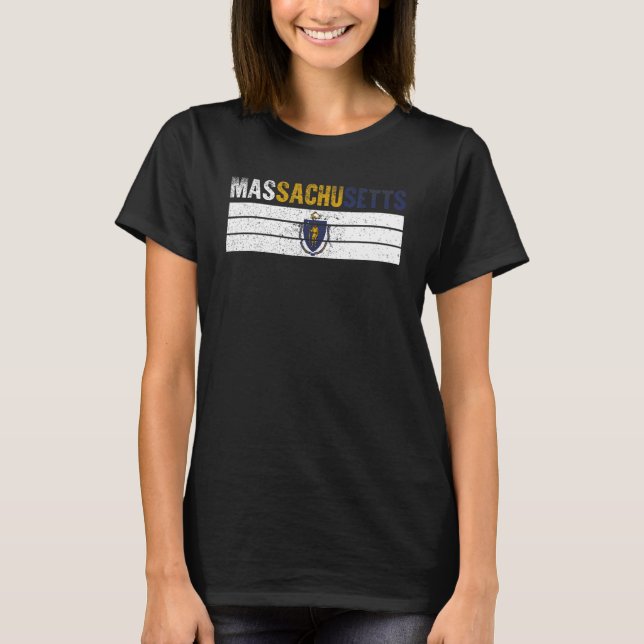 T-shirt Vintage Massachusetts Flag Massachusetts Proud Men (Devant)