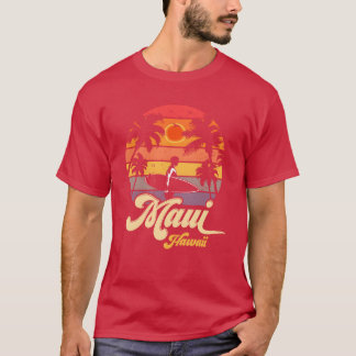T-shirt Vintage Maui Hawaii Hawaiian Beach Surfing 70s Su 