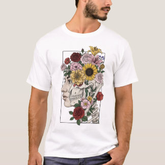 T-shirt Vintage Médicale Anatomie Skull Flower Doctor