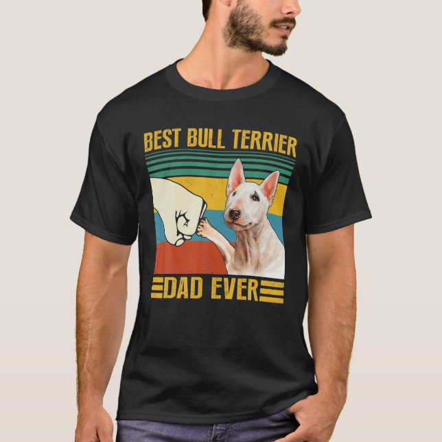 T-shirt Vintage Meilleur Bull Terrier Papa Jamais Parfait  (Devant)
