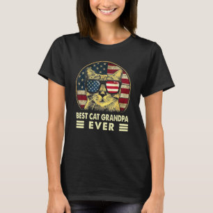 T-shirt Vintage Meilleur Chat Grand-père Jamais Drapeau Am