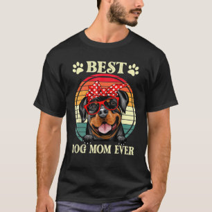 T-shirt Vintage Meilleur Chien Maman Jamais Drôle Rottweil
