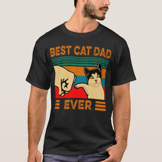 T-shirt Vintage meilleur père de chat (Devant)