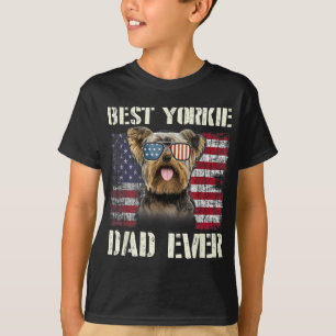 T-shirt Vintage Meilleur Yorkie Papa Ne Nous Drapeau Jamai