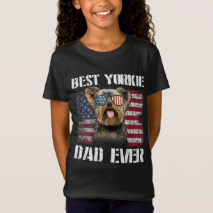 T-Shirt Vintage Meilleur Yorkie Papa Ne Nous Drapeau Jamai