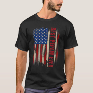 T-shirt Vintage Meilleure Pepaw jamais American Flag Fête 