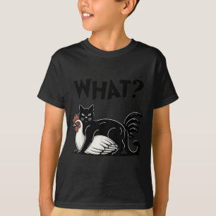T-shirt Vintage Mème Drôle Cute Kitty Chat Et Poulet Quoi
