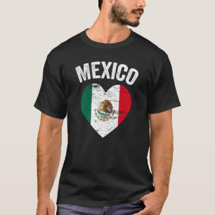 T-shirt Vintage Mexico Mexico Mexique Drapeau Coeur pour M