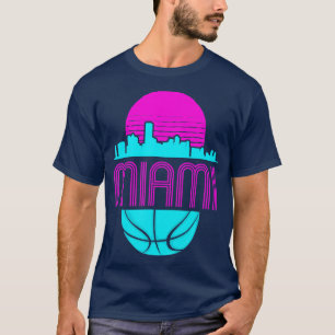 T-shirt Vintage Miami Florida Cityscape Basketball rétro