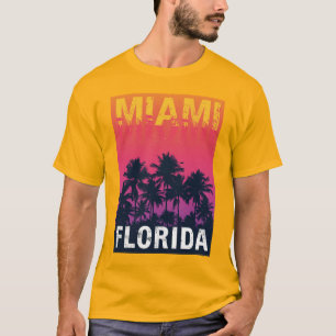 T-shirt Vintage Miami Floride Palm Trees Sunset 90s Travel