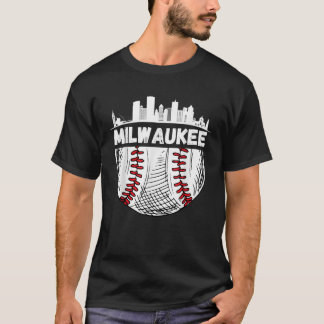 T-shirt Vintage Milwaukee Baseball Skyline Milwaukee Baseb
