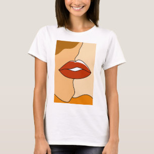 T-shirt Vintage minimaliste Couple de baiser Abstrait