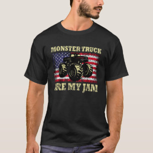 T-shirt Vintage Monster Truck Sont Mon Jam Usa Drapeau Coo