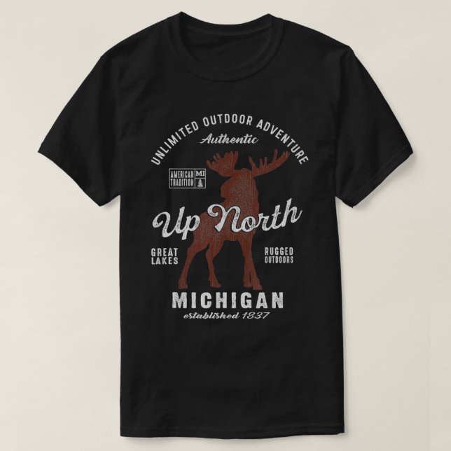 T-shirt Vintage Moose UP North Michigan (Design devant)