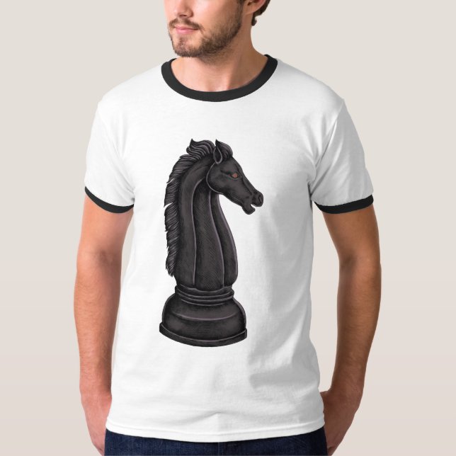 T-shirt Vintage morceau d'échecs noir (Devant)