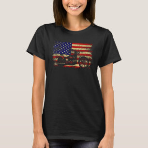 T-shirt Vintage Motorcycle American Flag Patriotique Juill