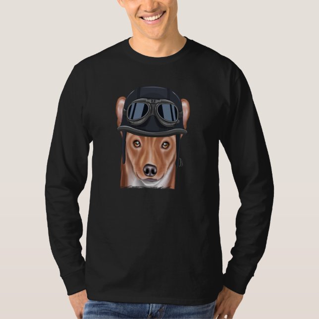 T-shirt Vintage Motorcycle Helmet Basenji (Devant)