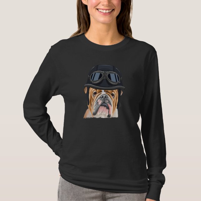 T-shirt Vintage Motorcycle Helmet Bulldog (Devant)