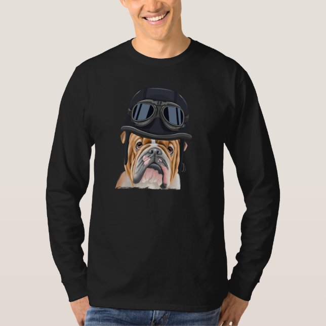 T-shirt Vintage Motorcycle Helmet Bulldog (Devant)