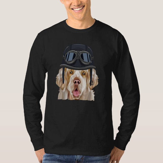 T-shirt Vintage Motorcycle Helmet Clumber Spaniel (Devant)