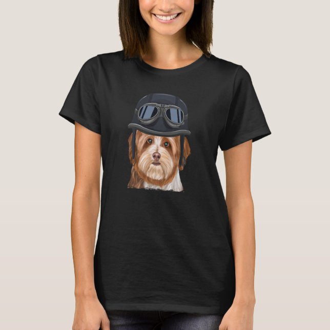 T-shirt Vintage Motorcycle Helmet Havanese (Devant)
