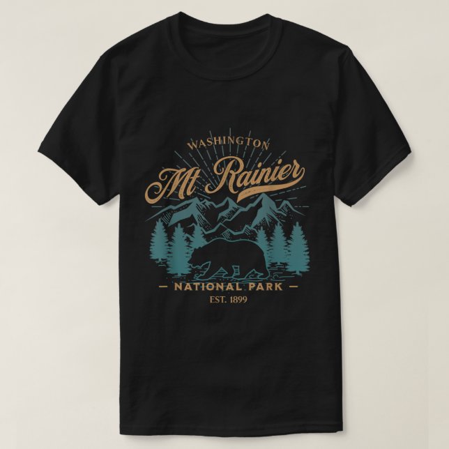 T-shirt Vintage Mount Rainier National Park Bear (Design devant)