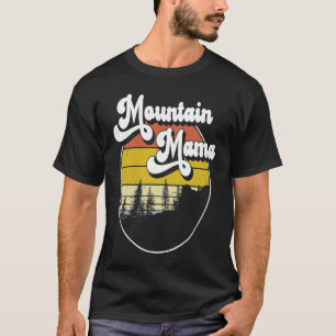 T-shirt Vintage Mountain Mama Happy Camper Randonnée Campi