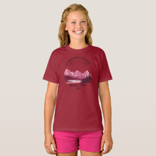 T-shirt Vintage Mountain Sunset lac extérieur Retourne rou
