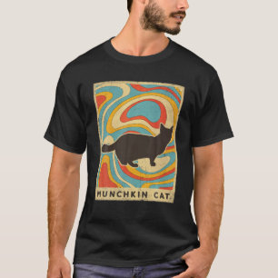 T-shirt Vintage Munchkin Amoureux des chats Animal Retro S