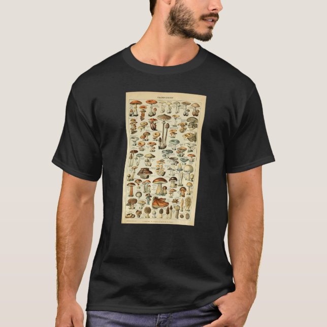 T-shirt Vintage Mushrooms Botanical Scientific Illustratio (Devant)
