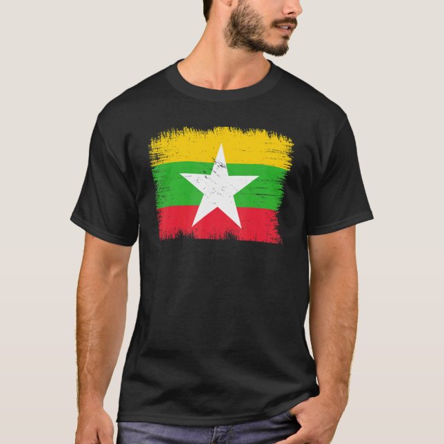 T-shirt Vintage Myanmar Flag Burmese Independence Day (Devant)