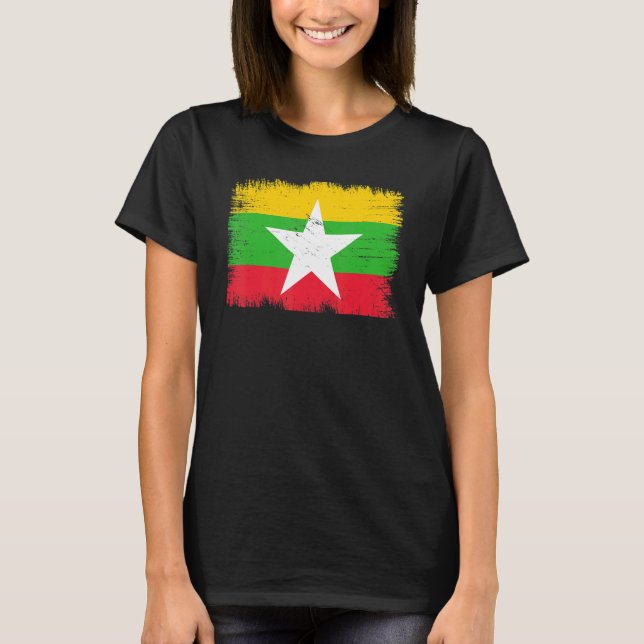 T-shirt Vintage Myanmar Flag Burmese Independence Day (Devant)